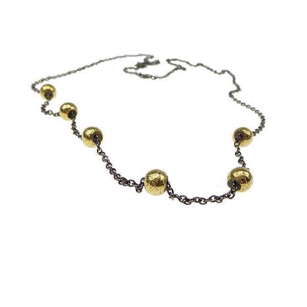 San - Link of joy Magic Beads sterling sølv sølv halskæde med Sort rhodineret overflade