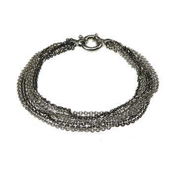 Multi multi række armbånd og halskæder i sterling sølv med rhodineret / sort rhodineret overflade