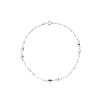 Ankelkæde hjerter 25cm sterling sølv