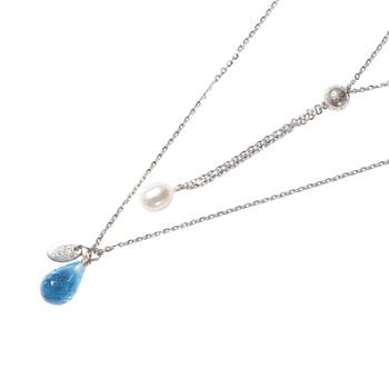Halskæde i rhodineret sterlingsølv med topas - More than one 80cm, fra San - Links of Joy