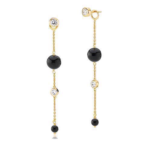 Image of Izabel Camille Jackie forgyldt sølv øreringe blank, model A1582gs-blackonyx