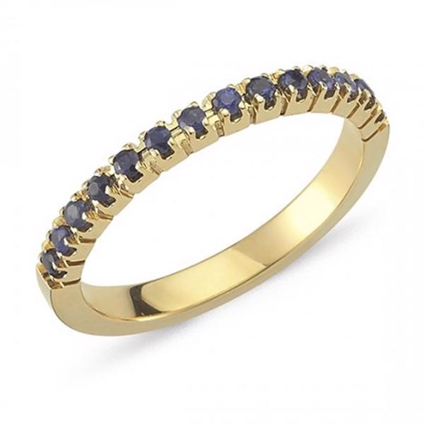 Nuran 14 kt rødguld alliance ring med 14 stk blå Safir, fra Pera ringe serien