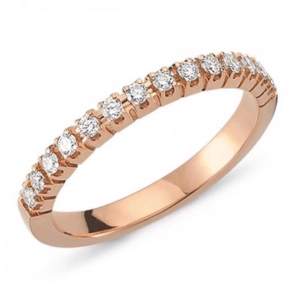 Nuran 14 kt rosaguld alliance ring med 14 diamanter, fra Pera ringe serien totalt  0,21 ct diamanter Wesselton / SI