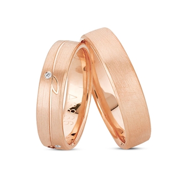 Sparkling Leaf 14 karat Rosa guld Vielsesringe