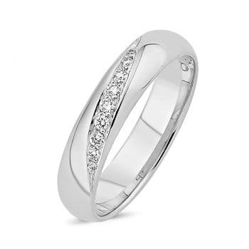 Nuran Love 14 karat hvid guld Damering med 0,12 ct diamant Wesselton VS i flot brillant slib