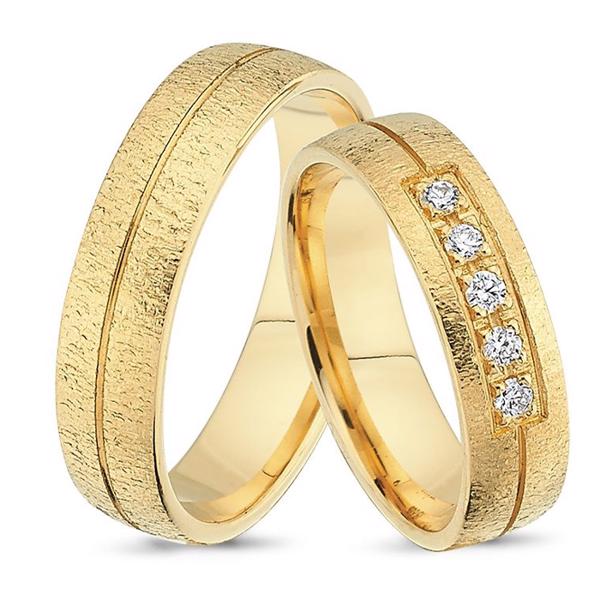 Nuran Love 14 karat gult guld Vielsesringe med 0,125 ct diamanter wesselton si