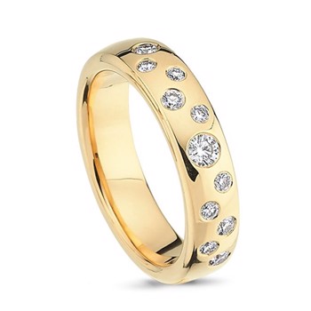 Nuran Love Stjernedrys guld Damering med 11 stk diamanter Wesselton VS