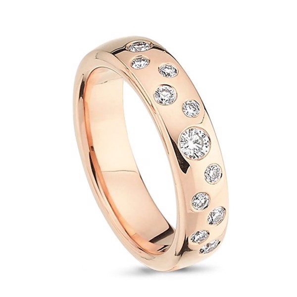 Nuran Love Stjernedrys rosa guld Damering med 11 stk diamanter Wesselton VS