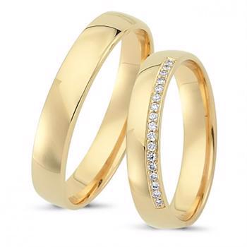 Nuran Love Sweet Love gult guld Vielsesringe med 17 x 0,005 ct stk diamanter Wesselton SI