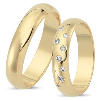 Nuran Love Stjernedrys guld Vielsesringe med 8 stk diamanter Wesselton VS