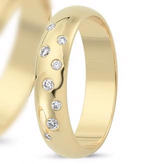 Nuran Love Stjernedrys gult guld Damering med 8 stk diamanter Wesselton VS