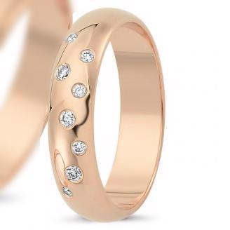 Nuran Love Stjernedrys rosa guld Damering med 8 stk diamanter Wesselton VS