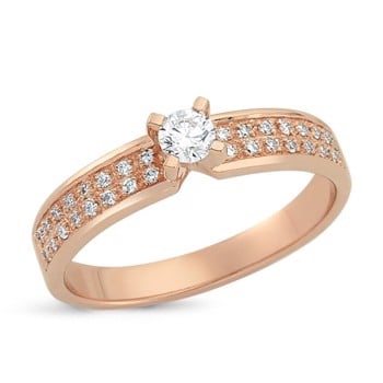 Nuran Love Sweet Love rosa guld Damering med 1 x 0,15 + 32 x 0,005 stk diamanter Wesselton SI