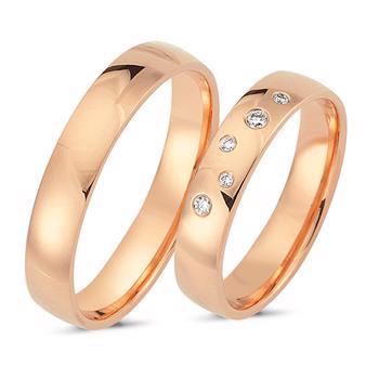 Nuran True Love 14 karat rosa guld Vielsesringe med 0,06 ct diamanter wesselton si