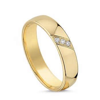 Nuran True Love  - vielsesring i 8 karat guld med diamanter