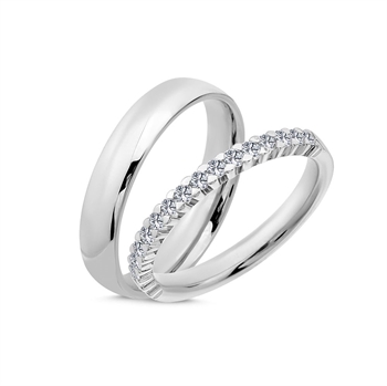 Diamonds 14 karat Hvid guld Vielsesringe med 14 x 0,02 ct W/SI