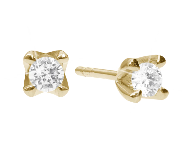 Ørestikker, 8 kt guld m /2 x 0,75 ct Labgrown , fra Aagaard