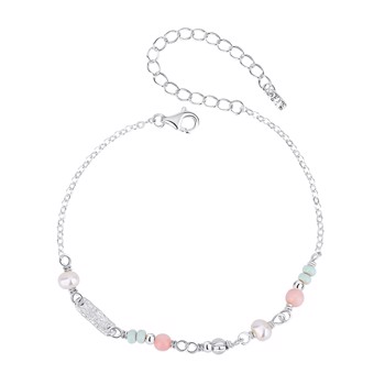 Alison Armbånd i sterling sølv med perler og farverige sten fra danske WiOGA