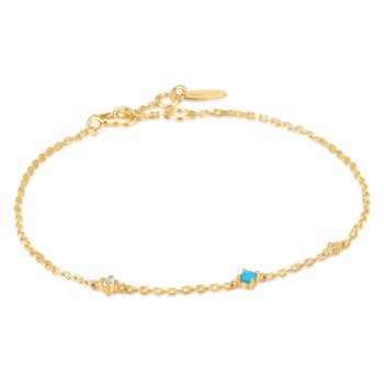 ANIA HAIE Turquoise and white Sapphire, 14 kt guld armbånd