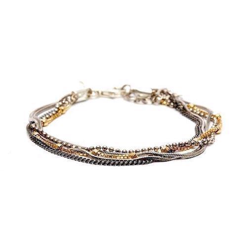 Image of BeChristensen Fabiola 925 sterling sølv armbånd blank-forgyldt- oxideret, model BEC_71030-GP-SS-BRP