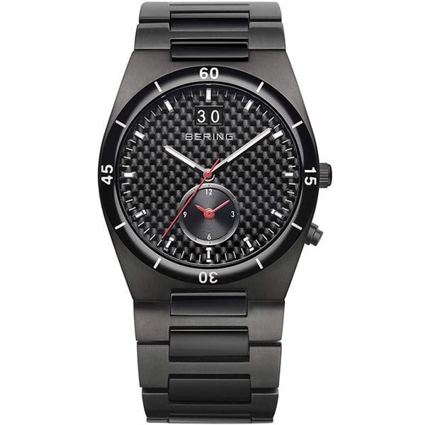 Bering sort quartz ur med keramisk lænke