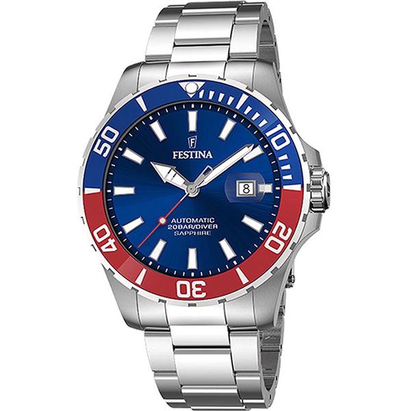 Diver Automatic Rustfri stål med blå og rød dykkerkrans automatisk Herre ur fra Festina, F20531_5