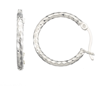 Creol diamantskåret diameter 15mm  sterling sølv