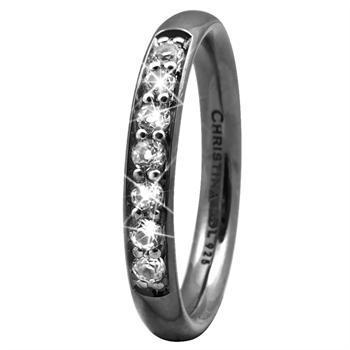 Christina Collect sort sterling sølv Topaz Queen Smuk 3 mm bred alliance ring med 7 ægte topaser. Perfekt til finere anledninger - ENKELTE STØRRELSER NEDSAT