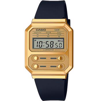 Casio Vintage Guld resinplast Quartz Herre ur, model A100WEFG-9AEF 