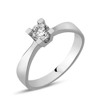 Nuran 14 kt hvidguld fingerring, fra Diamanten serien med 1 stk diamant fra 0,05 - 0,50 ct Diamanter Wesselton SI
