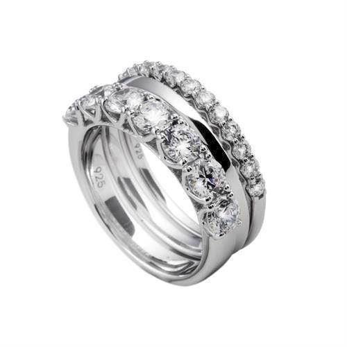 Image of Diamonfire 3 fingerringe i sterling sølv med zirkonia, ringmål 50