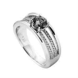 Image of Diamonfire fingerring i sterling sølv med farvet og hvide zirkonia