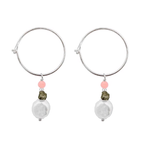 Alva, Smukke sølv creol øreringe med perler og sten fra danske WiOGA