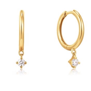 ANIA HAIE Natural Diamond Drop Huggie Hoop, 14 kt guld øreringe