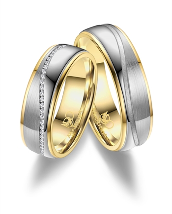 Marrya Rustfri stål med 14 kt forgyldning Vielsesringe med Zirkonia