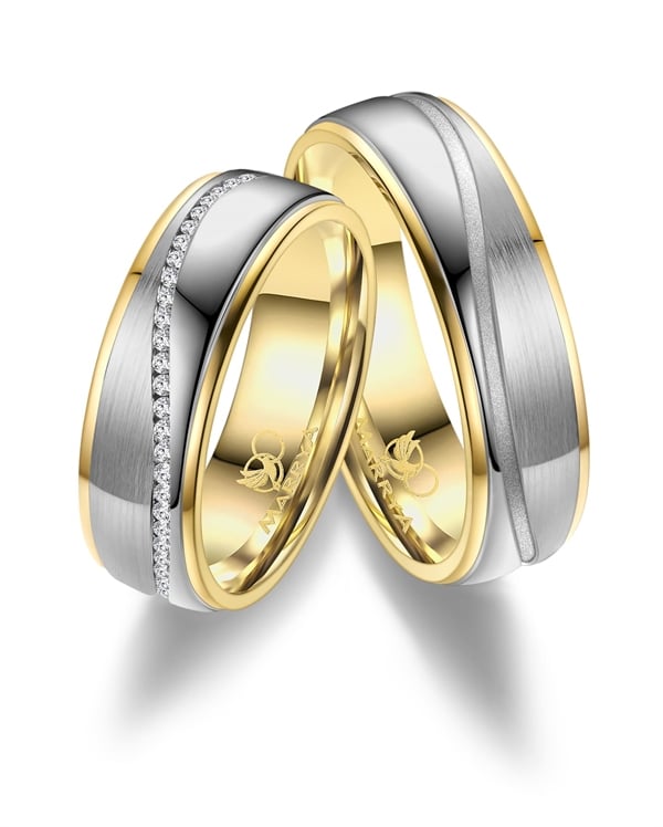 Marrya Rustfri stål med 14 kt forgyldning Vielsesringe med Zirkonia