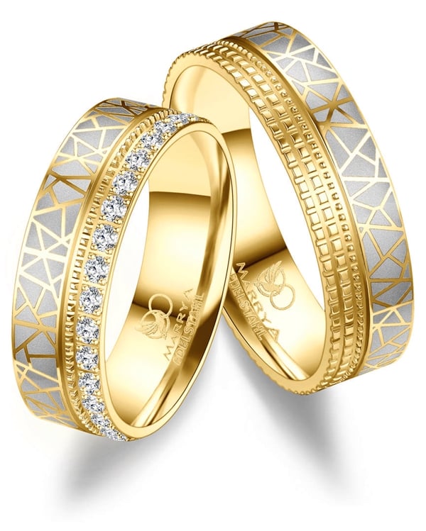 Marrya Rustfri stål med 14 kt forgyldning Vielsesringe med Zirkonia