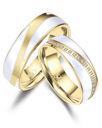 Marrya Rustfri stål med 14 kt forgyldning Vielsesringe med Zirkonia