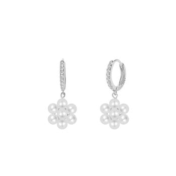 Blossom - Øreringe med zirkoner og perler, sterling sølv - NAVA cph