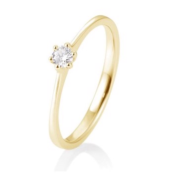 14 kt rødguld Engagement Solitaire ring med 0,10 ct Diamanter Wesselton SI