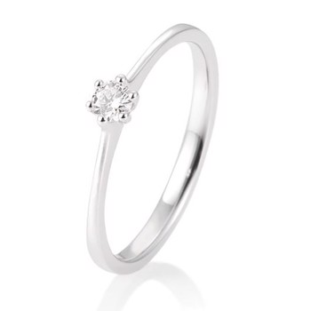 14 kt hvidguld Engagement Solitaire ring med 0,10 ct Diamanter Wesselton SI
