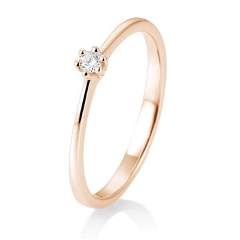 14 kt rosaguld Engagement Solitaire ring med 0,05 ct Diamanter Wesselton SI