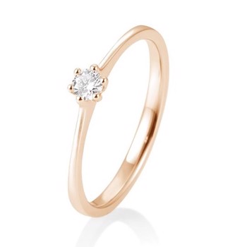 14 kt rosaguld Engagement Solitaire ring med 0,10 ct Diamanter Wesselton SI