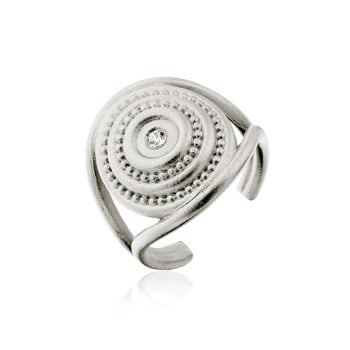 Bosphorus SAGA Håndlavet, justerbar ring I sølv med kugler og en glimtrende zirkonia