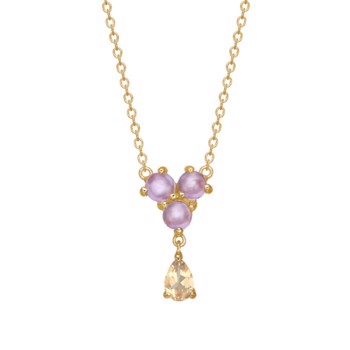 18 kt. Forgyldt Collier med Amethyst og kvarts fra Carré