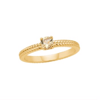 18 kt. Forgyldt Fingerring med champagne Kvarts Fra Carré