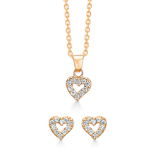 Støvring Design 925 sterling sølv smykkesæt, hjerter med forgyldt blank overflade, model FS239041