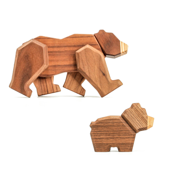 Fablewood Sæt - Bjørn og Unge - Træfigur sammensat med magneter