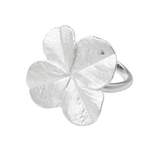 Flora sølv firkløver ring stor