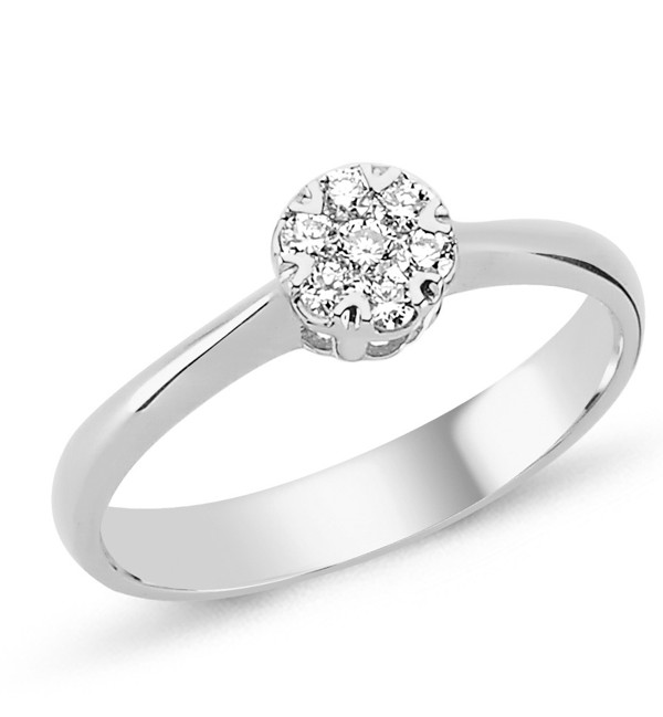 14 kt hvidguld fingerring, Flora serien med 1 x 0,05 + 6 x 0,02 ct Diamanter Wesselton SI